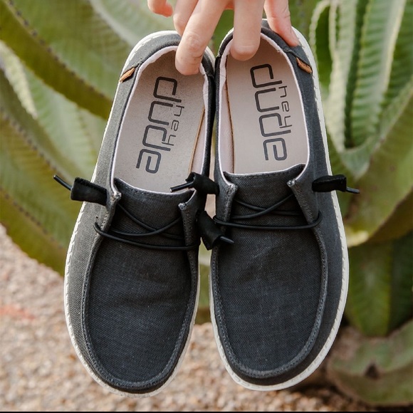 Hey Dude Shoes - NWT Wendy Chambray Off-Black Classic Hey Dude Shoe